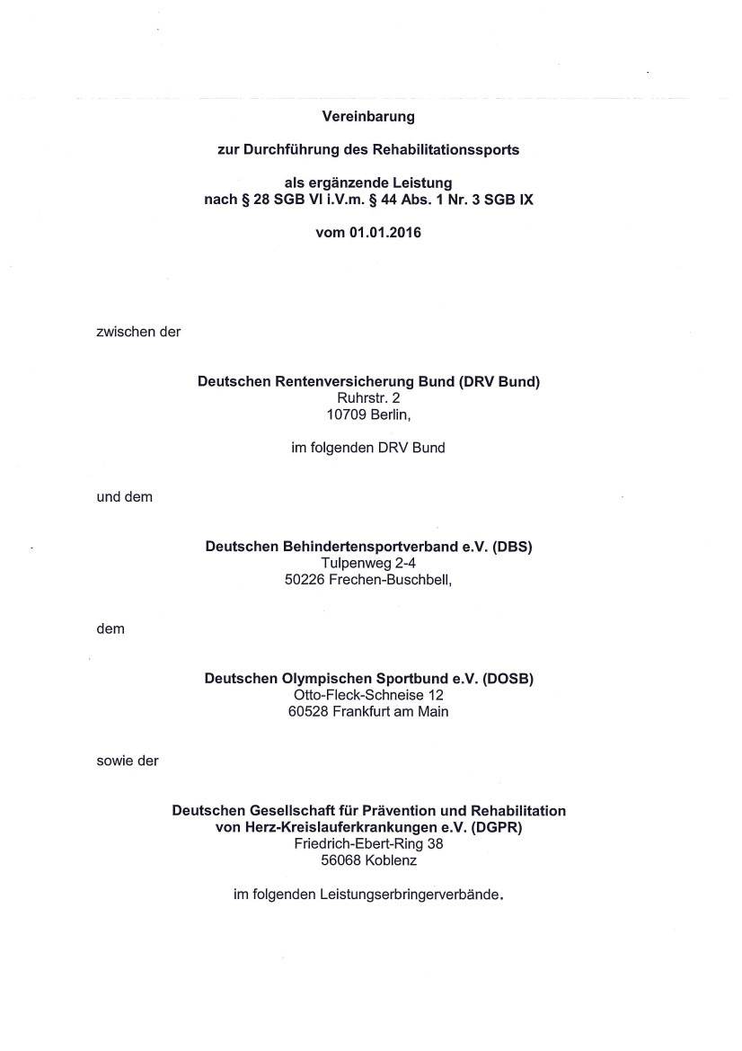 Erste Seite der PDF-Datei: Vereinbarung Vergütung Rehasport DRV-DBS 01.01.2016